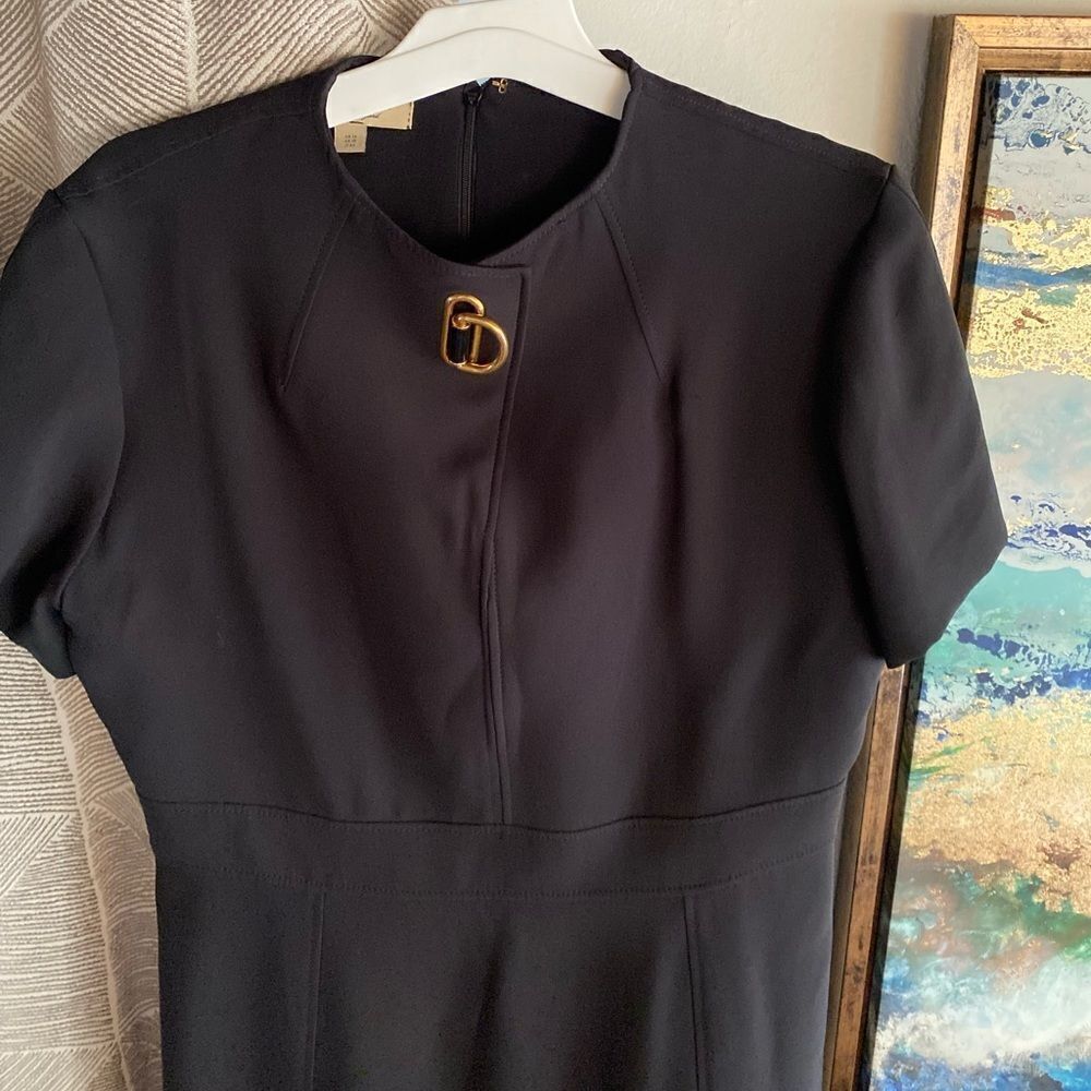 Burberry Mini Dress Size 10 Black D-Ring Detail Silk Wool Short-Sleeve - Picture 7 of 16